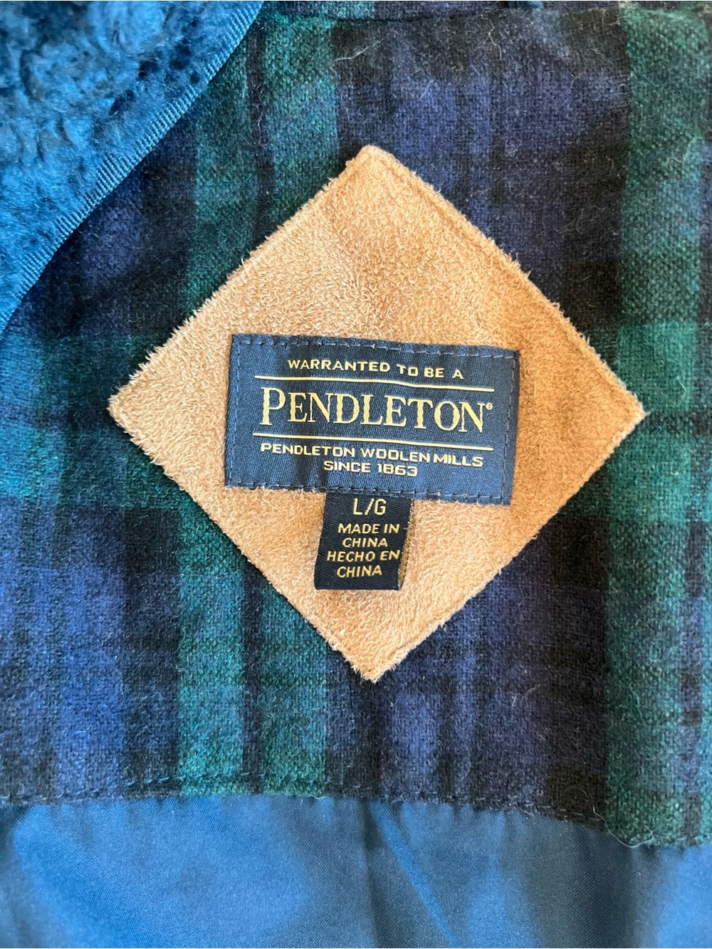 Pendleton Blue & Green Plaid Lightweight Woolw Shirt Jacket